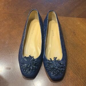Talbots Dark Blue Textured Flats